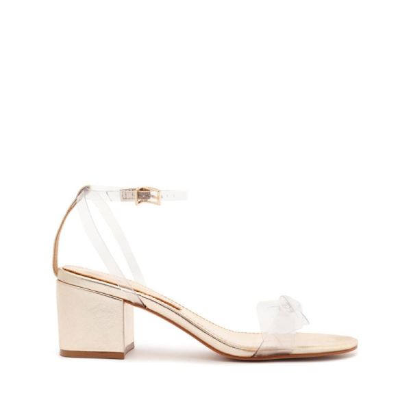 Schutz | Elyda Mid Block Sandal-Gold