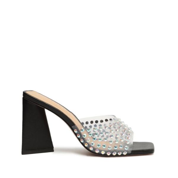 Schutz | Lizah Crystal Vinyl Sandal-Black - Click Image to Close