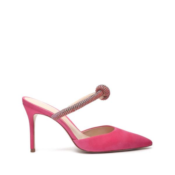 Schutz | Lou Leather Pump in White | Pointed Toe Shoe -Pink - Click Image to Close