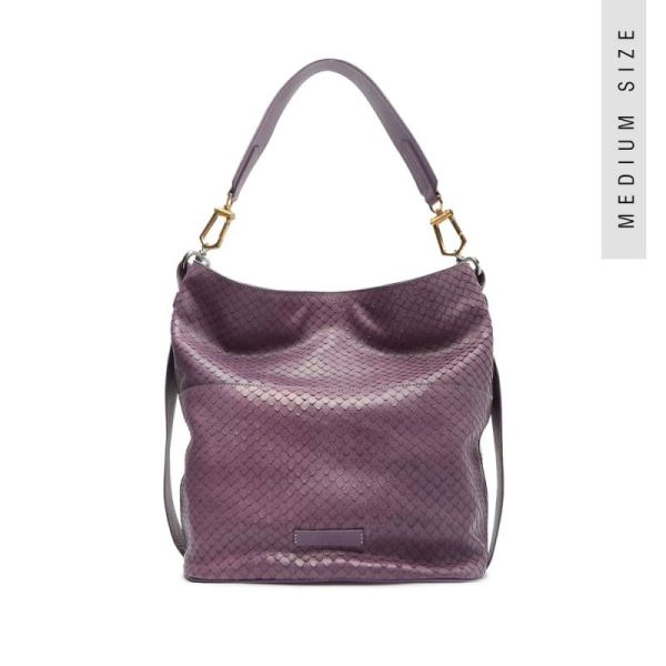 Schutz | Mandy Snake-Embossed Leather Hobo Bag-Orchid