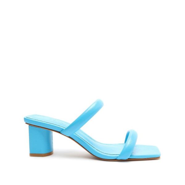 Schutz | Ully Lo Leather Sandal: Minimal Leather Silhouette -True Blue - Click Image to Close