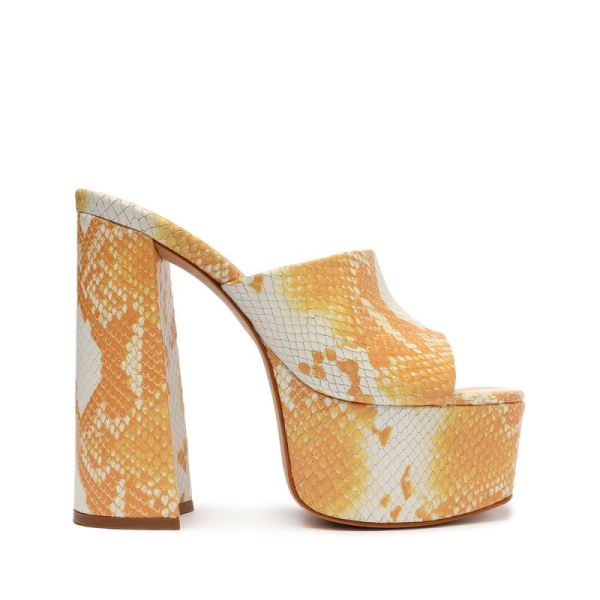 Schutz | Darah Snake-Embossed Leather Sandal-Sun Snake - Click Image to Close