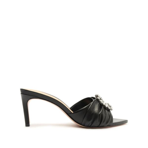 Schutz | Meisho Mid Nappa Leather Sandal-Black - Click Image to Close