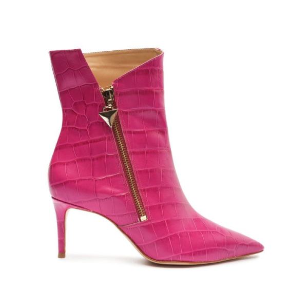 Schutz | Van Crocodile-Embossed Leather Bootie-Very Pink