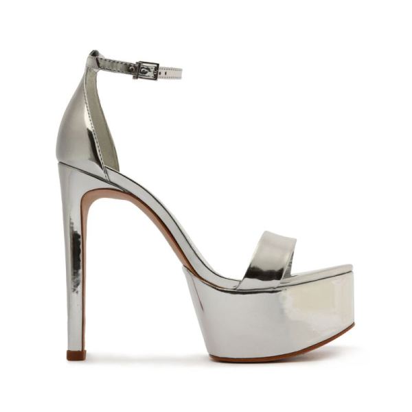 Schutz | Cadey-Lee Platform Specchio Leather Sandal-Silver