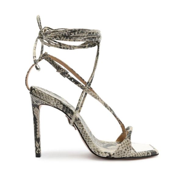 Schutz | Vikki Snake-Embossed Leather Sandal-Natural Snake - Click Image to Close