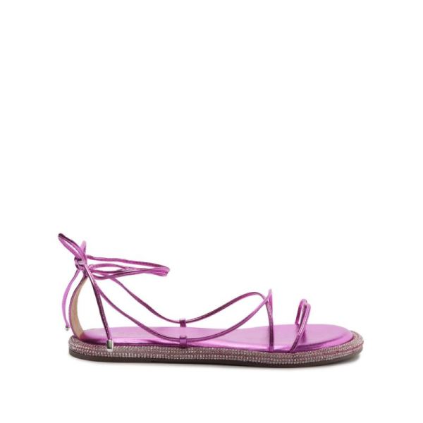 Schutz | Kittie Metallic Nappa Sandal-Bright Violet - Click Image to Close