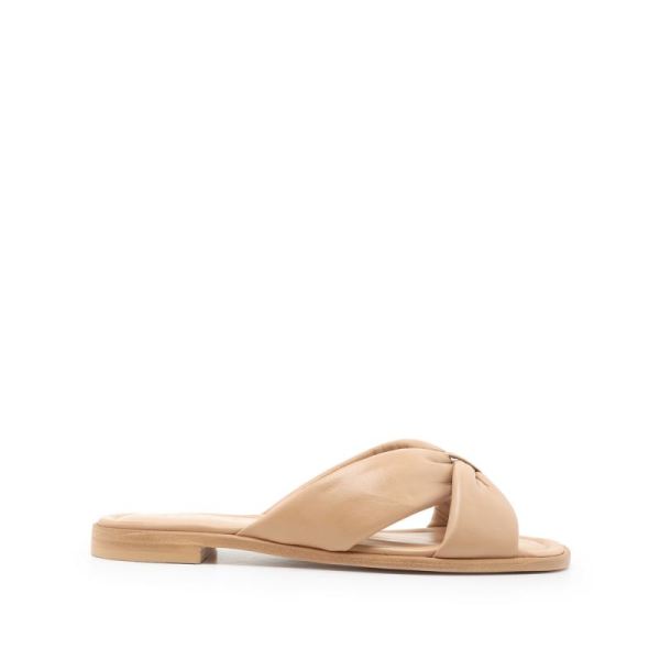 Schutz | Fairy Flat Sandal: Smooth Leather -Honey Beige