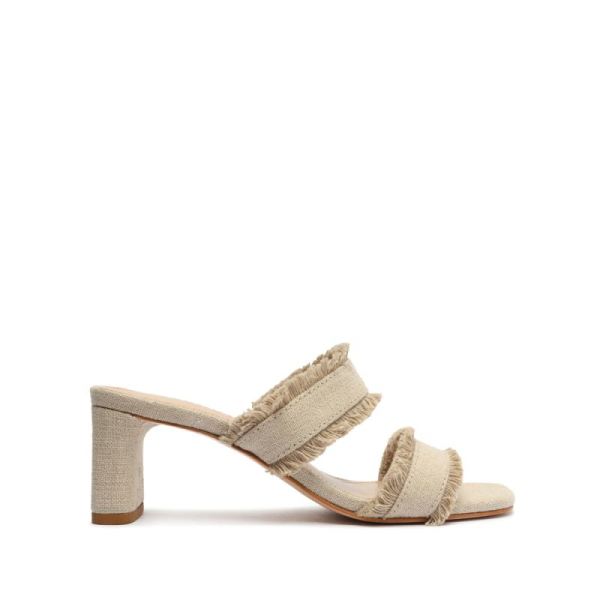 Schutz | Amely Mid Block Fabric Sandal-Oyster