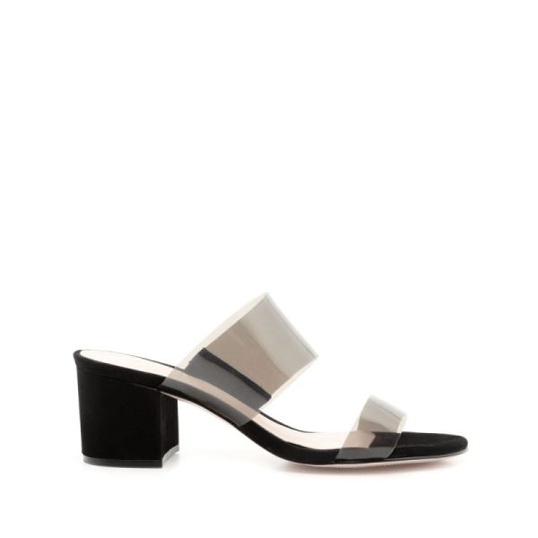 Schutz | Victorie Sandal in Nubuck and Vinyl -Black - Click Image to Close