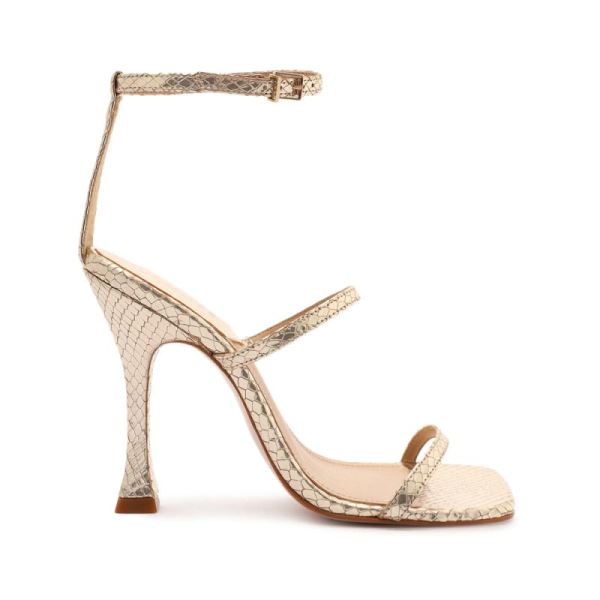 Schutz | Nelli Metallic Snake-Effect Leather Sandal-Gold