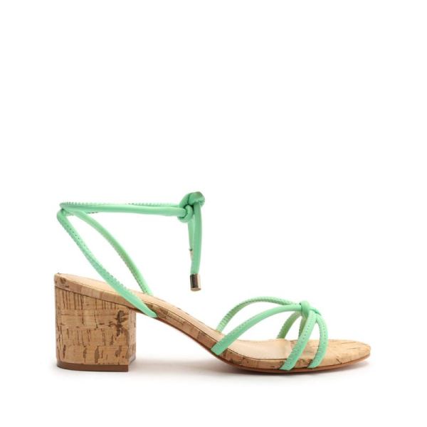 Schutz | Suzy Mid Block Leather Sandal-Deep Mint - Click Image to Close