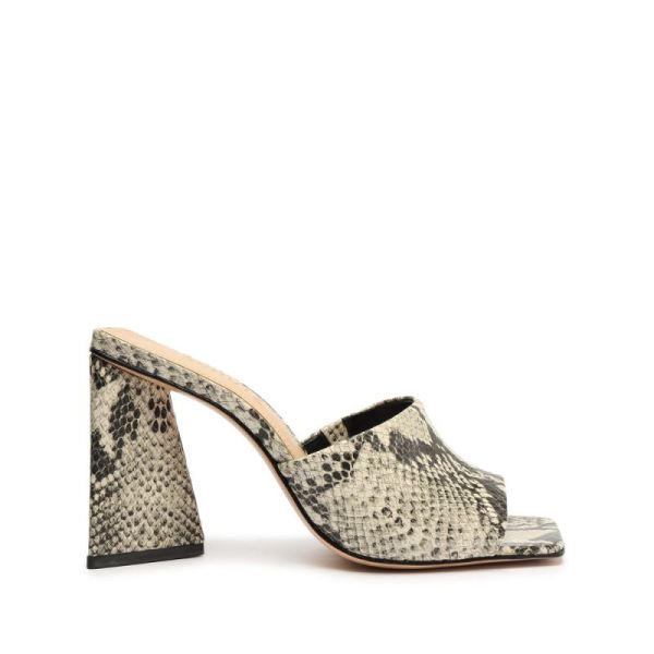 Schutz | Lizah Snake-Embossed Leather Sandal-Natural Snake