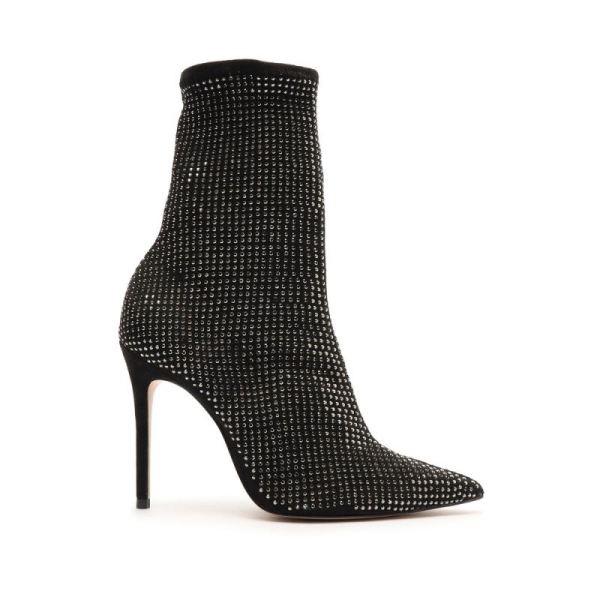 Schutz | Sybil Suede&Rhinestones Bootie-Black - Click Image to Close