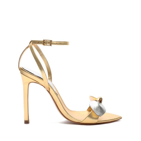 Schutz | Elora Metallic Leather Sandal-Gold