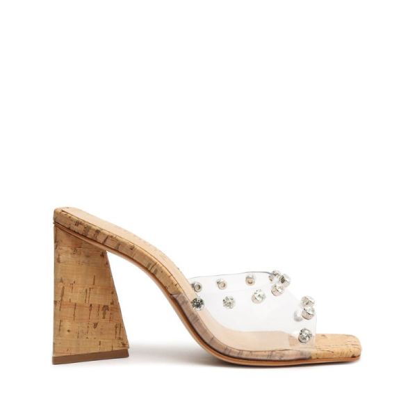 Schutz | Lizah Cork Vinyl Sandal-Clear - Click Image to Close