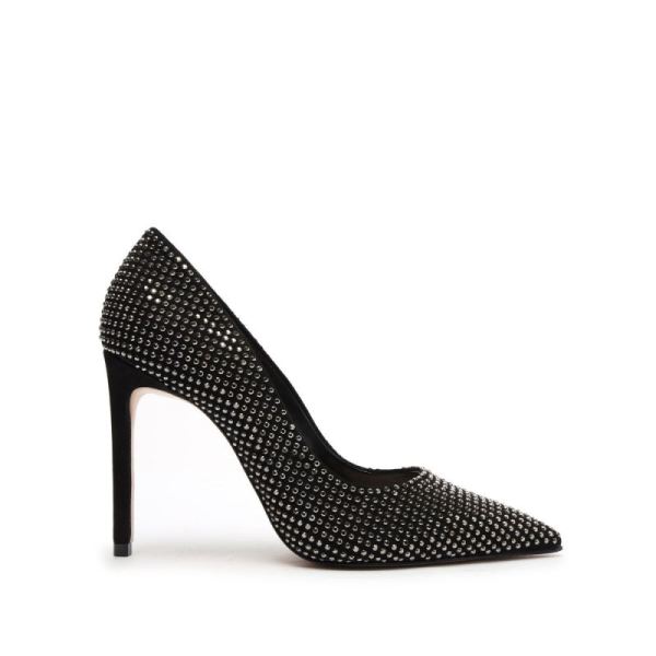 Schutz | Lou Crystal Nubuck&Rhinestones Pump-Black - Click Image to Close