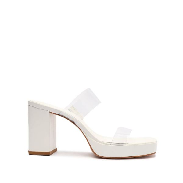 Schutz | Ariella Platform Vinyl Sandal-White - Click Image to Close