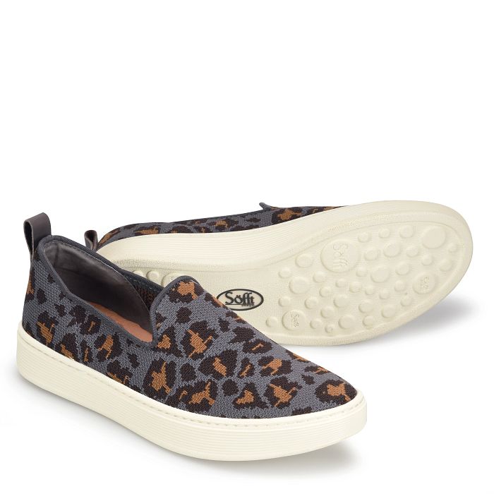 Sofft Women's Somers Slip On Knit-Grey Leopard (Grey)