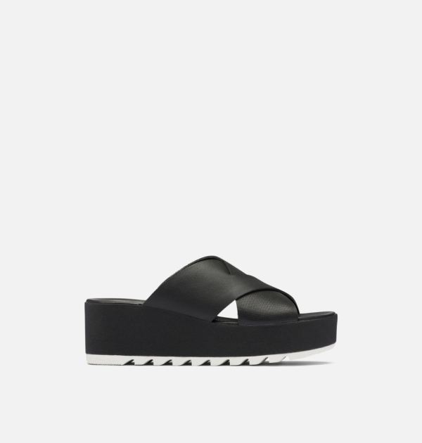 Sorel-Women's Cameron Flatform Mule Wedge Sandal-Black Sea Salt