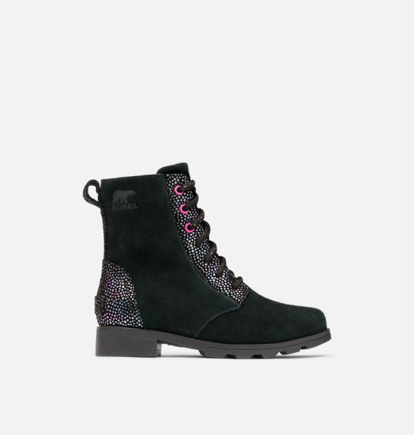 Sorel-Youth Emelie Lace Bootie-Black Bright Lavender