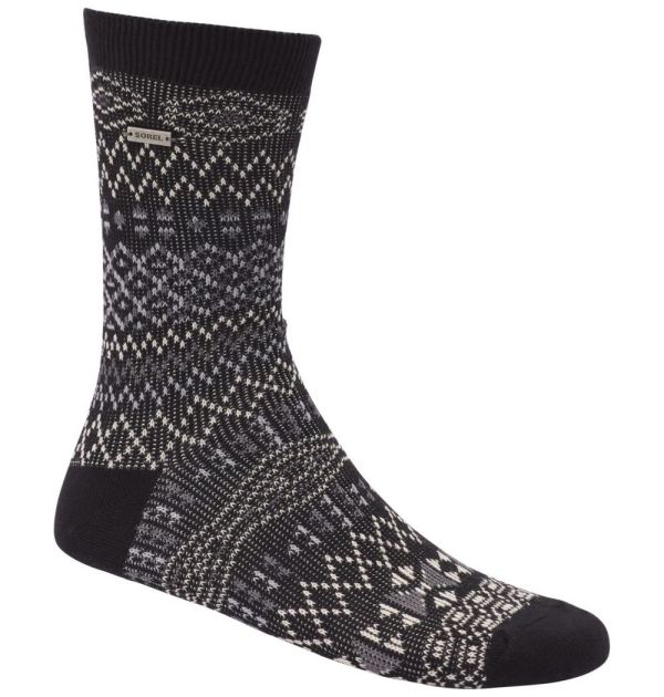 Sorel-Women's Cotton Jacquard Pattern Crew Socks-Black - Click Image to Close