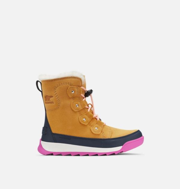 Sorel-Youth Whitney II Joan Lace Boot-Geo Yellow Collegiate Navy