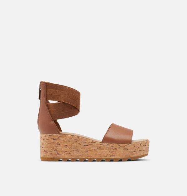 Sorel-Women's Cameron Flatform Ankle Strap Wedge Sandal-Velvet Tan