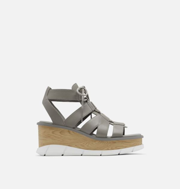 Sorel-Women's Joanie III Lace Wedge Sandal-Chrome Grey White