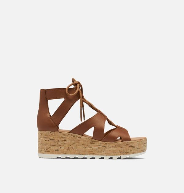 Sorel-Women's Cameron Flatform Lace Wedge Sandal-Velvet Tan Chalk