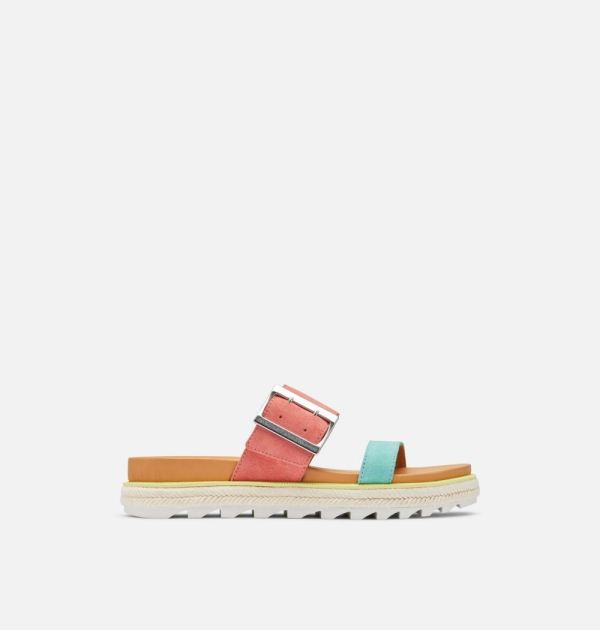 Sorel-Women's Roaming Buckle Slide Sandal-Hot Coral Sea Salt