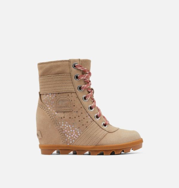 Sorel-Youth Lexie Wedge Boot-Omega Taupe Rose Dust - Click Image to Close