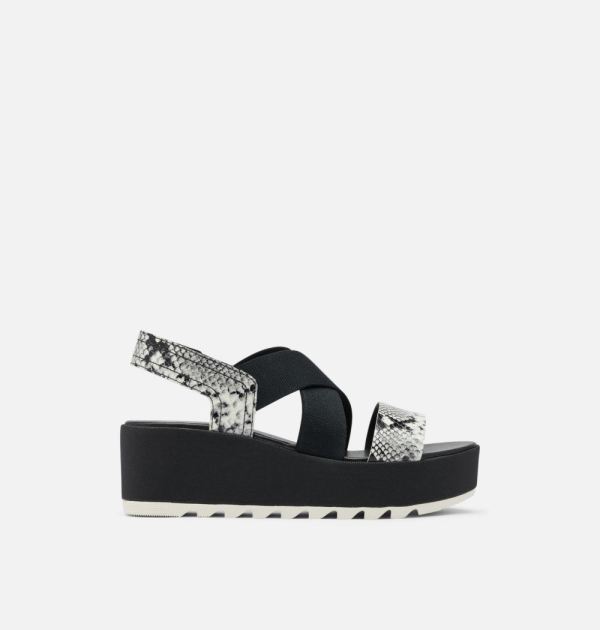 Sorel-Women's Cameron Flatform Slingback Wedge Sandal-Snake Black