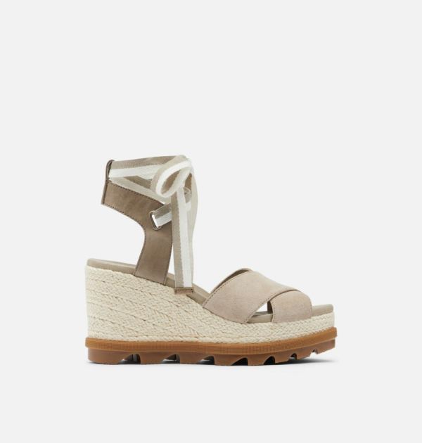 Sorel-Womens Joanie II Hi Ankle Lace Wedge Sandal-Sandy Tan