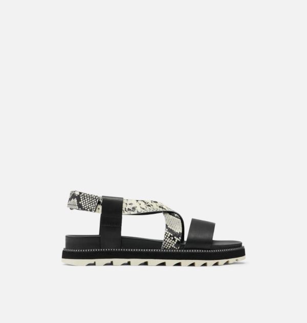 Sorel-Womens Roaming Criss Cross Sandal-Black White - Click Image to Close