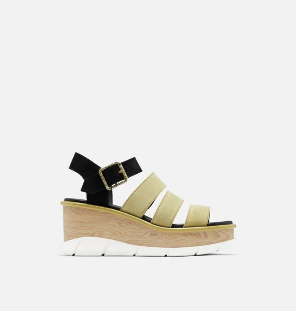 Sorel-Women's Joanie III Ankle Strap Wedge Sandal-Olive Shade White - Click Image to Close