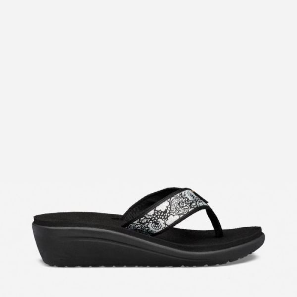 Teva - Women's Voya Wedge - HARMONY BLACK/ WHITE/ SILVER - Click Image to Close