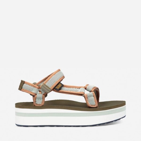 Teva - Women's Flatform Universal Mesh Print - DARK OLIVE/SEA FOAM