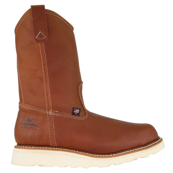 Thorogood Boots American Heritage - 11" Tobacco Safety Toe - Pull-on Wellington - Click Image to Close