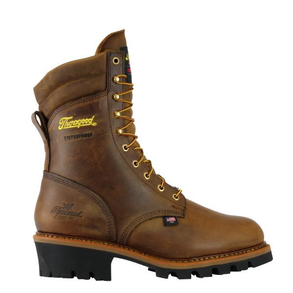 Thorogood Boots Logger Series - 9" Brown Trail Crazyhorse - Insulated - Waterproof - Click Image to Close