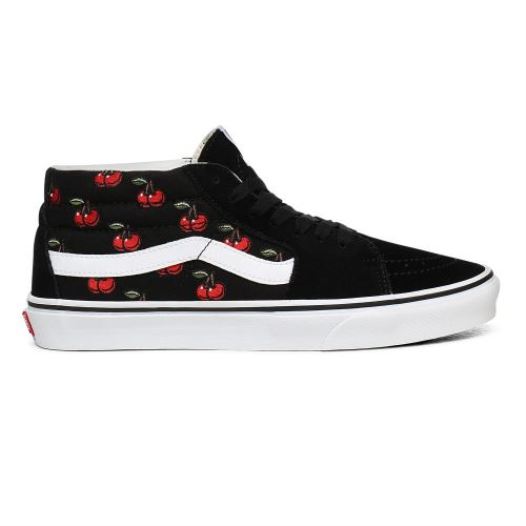 Vans Shoes | Cherries Sk8-Mid (Cherries) Black - Click Image to Close