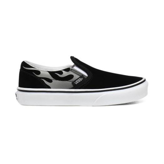 Vans Shoes | Suede Flame Classic Slip-On Youth (8-14 years) (Suede Flame) Black/True White - Click Image to Close