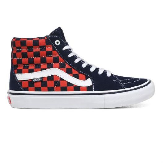 Vans Shoes | Checkerboard Sk8-Hi Pro (Checkerboard) Navy/Orange - Click Image to Close