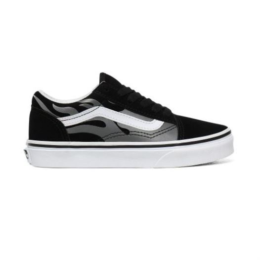 Vans Shoes | Suede Flame Old Skool Youth (8-14 years) (Suede Flame) Black/True White - Click Image to Close