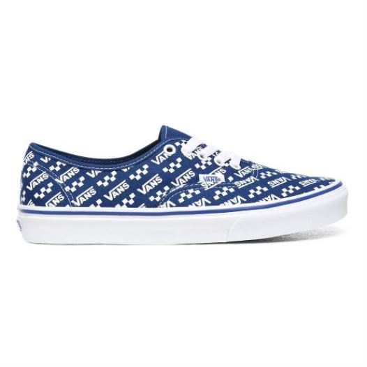 Vans Shoes | Logo Repeat Authentic (Logo Repeat) True Blue/True White - Click Image to Close