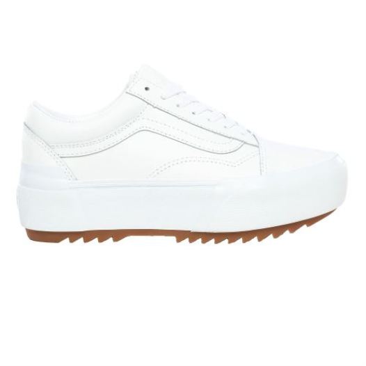 Vans Shoes | Leather Old Skool Stacked (Leather) True White/True White - Click Image to Close