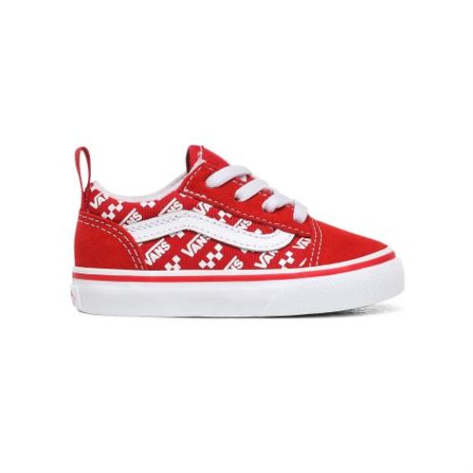 Vans Shoes | Logo Repeat Elastic Lace Old Skool Toddler (1-4 years) (Logo Repeat) Racing Red/True White