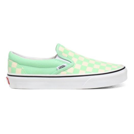 Vans Shoes | Checkerboard Classic Slip-On (Checkerboard) Green Ash/True White - Click Image to Close