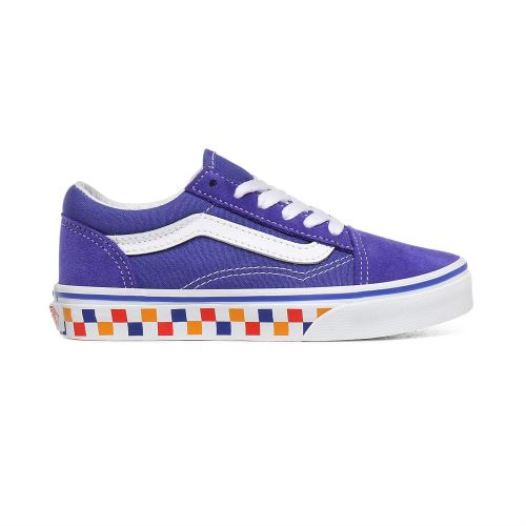 Vans Shoes | Tri Checkerboard Old Skool Youth (8-14 years) (Tri Checkerboard) Royal Blue/True White - Click Image to Close