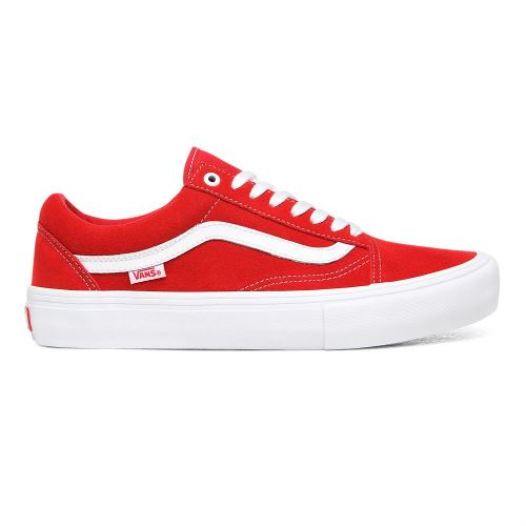 Vans Shoes | Old Skool Pro Suede (Suede) Red/White - Click Image to Close